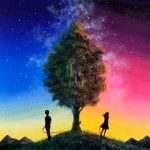 Fiú és lány egy fa mellett