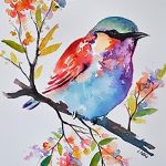 színes madár egy faágon