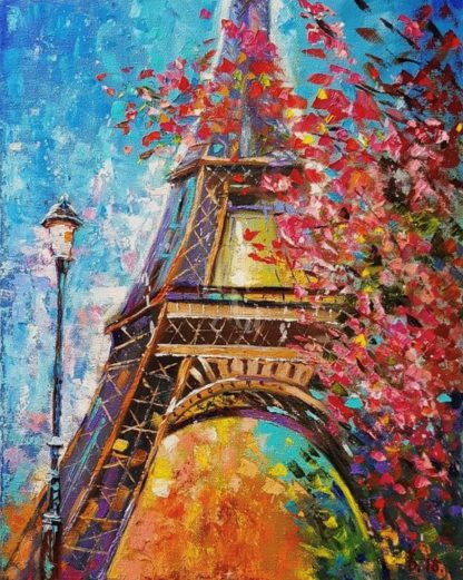 a kép tartalma: Eiffel-torony, utcai lámpa, fák