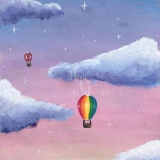 hőlégballon a felhők között