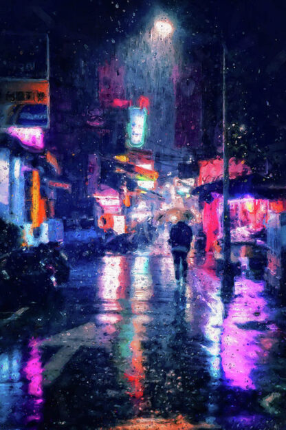 a kép tartalma: utca, éjszaka, lámpák, ember
