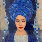 a kép tartalma: női portré, kék turbán,