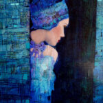 a kép tartalma: nő, kék ruha, sapka, ajtó