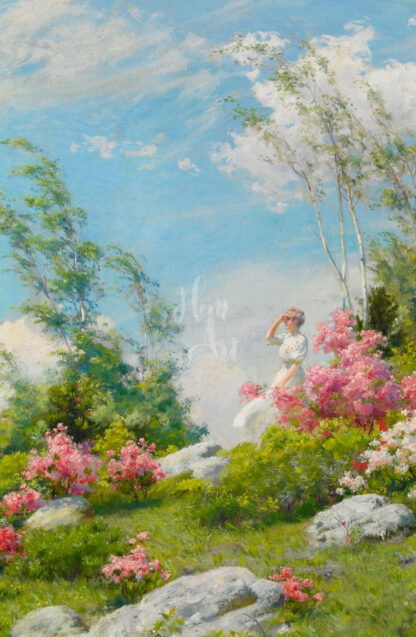 a kép tartalma: nő fehér fuhában, vadvirágos táj